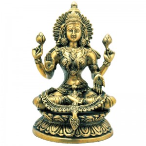 бронзовая статуя Богиня Лакшми в лотосе,