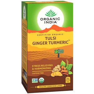 Тулси, Имбирь и Куркума марки Органик Индия (Tulsi, Ginger and Turmeric Organic India), 25 пакетиков