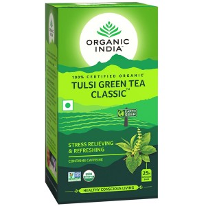 Тулси с Зелёным чаем марки Органик Индия (Tulsi and Green Tea Organic India), 25 пакетиков
