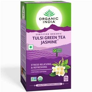 Тулси с Зелёным чаем и Жасмином марки Органик Индия (Tulsi, Green Tea and Jasmine Organic India), 25 пакетиков